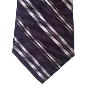 Robert Talbott Best of Class Nordstrom Silk Tie Plum Purple Silver Stripe USA